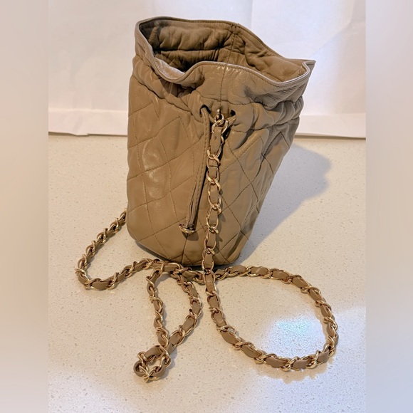 Chanel Beige/Camel Vintage Matelasse Mini Drawstring Bucket Bag - Picture 8 of 12